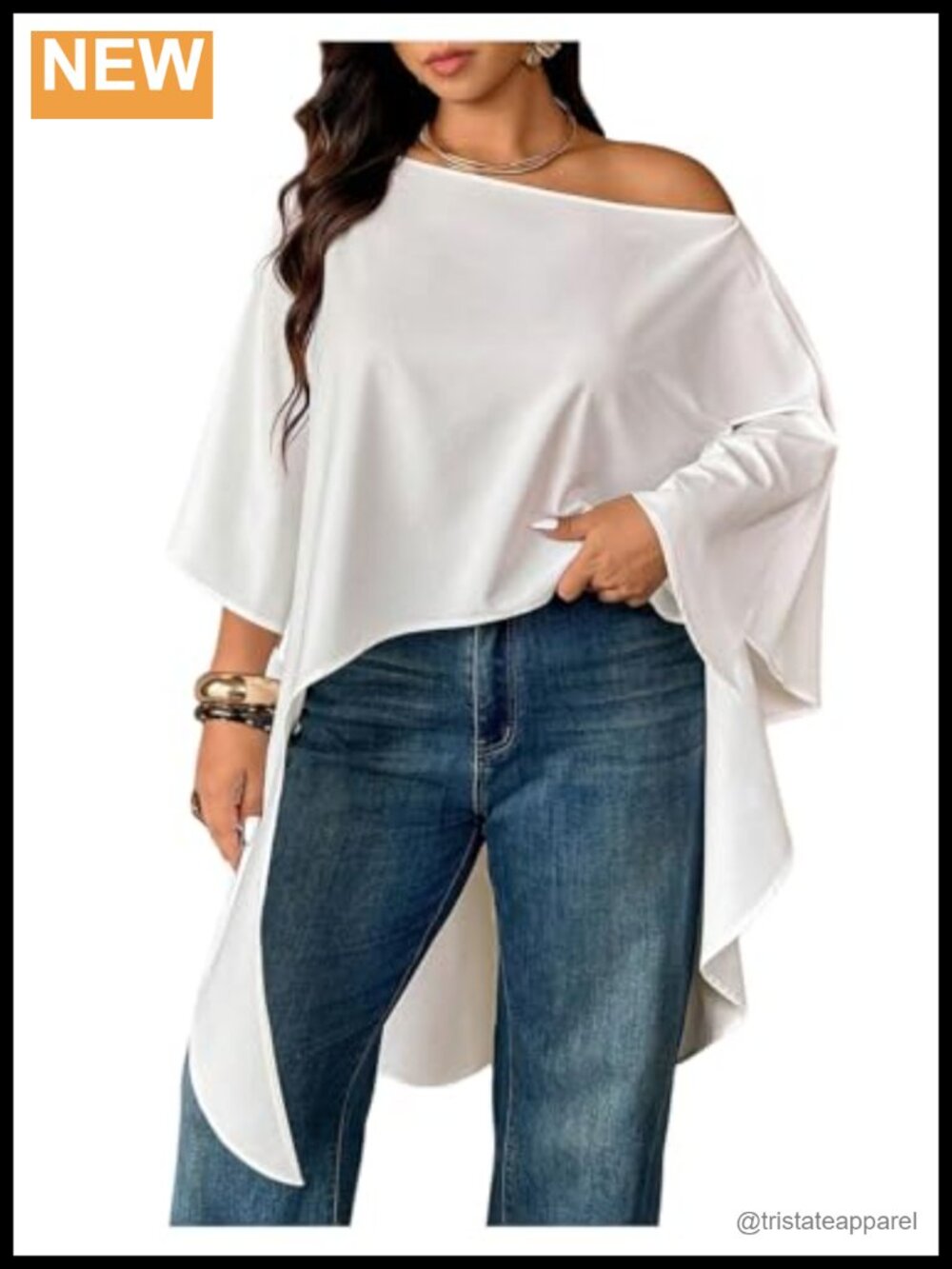 Plus Size Off Shoulder Blouse Cape Sleeve Asymmetrical Flowy Dressy Casual Top